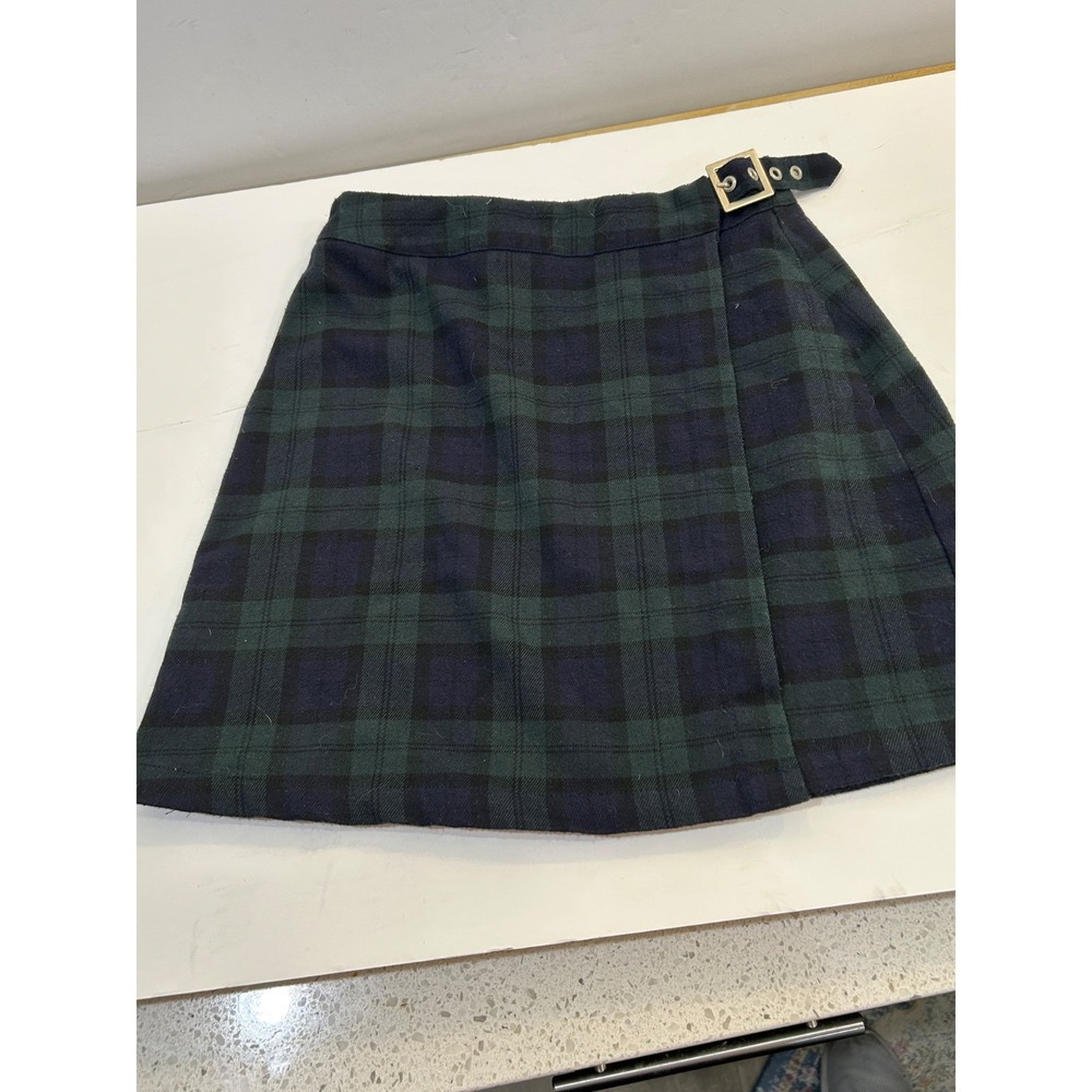John Galt Womens Plaid Mini Skirt Night Watch Color Wrap Buckle Prep Small - Picture 4 of 4